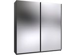 Kleiderschrank WIMEX "Mugano, B/T/H 135 oder 180/65/198cm, Made in Germany", schwarz (grafit, griffe schwarz), B:180cm H:198cm T:65cm, Holzwerkstoff, Schränke, Kleiderschrank, 2 Schwebetüren mit oder ohne Spiegel, Metallgriffe