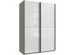 Kleiderschrank WIMEX "Mugano, B/T/H 135 oder 180/65/198cm, Made in Germany", schwarz (front hg lack weiß, korpus saharagrau, griffe schwarz), B:135cm H:198cm T:65cm, Holzwerkstoff, Schränke, Kleiderschrank, 2 Schwebetüren mit oder ohne Spiegel, Metallgriffe
