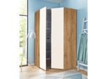 Eckkleiderschrank WIMEX "Level by fresh to go", weiß (plankeneichefarben, weiß), H:236cm, Schränke, Eckkleiderschrank