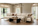 Wohnlandschaft HOME AFFAIRE "Tournon U-Form, XXL Sofa, Breite 333 cm, Webstoff, Chenille", braun (latte), B:333cm H:85cm T:198cm, 100% Polyester, Sofas, Wohnlandschaft, Designsofa im nordischen Stil, Wellenunterfederung, Metallfüße