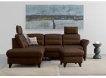 Ecksofa SIT & MORE "Mellum L-Form", braun (dunkelbraun), B:253cm H:87cm T:212cm, 100% Polyester, Sofas, Ecksofa, Federkern, wahlweise mit Bettfunktion, Stauraum und Armteilfunktion