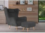 Sessel HOME AFFAIRE "Telford auch in Fellimitat, Sessel B/T/H: 77/92/106 cm", grau (anthrazit), B:77cm H:106cm T:92cm, Samtoptik (100% Polyester);Luxus-Microfaser Lederoptik (100% Polyester);Struktur fein (100% Polyester);Fellimitiat (100% Polyester), Sessel, Sessel, wahlweise mit und ohne Hocker, in vielen Bezugsqualitäten, Ohrensessel