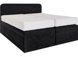 Boxspringbett, schwarz, B:145cm L:212cm, Box und Kopfteil: Microvelours (100% Polyester) oder Kunstleder (Polyurethan);Bezug der Obermatratze: 100% Polyester, WESTFALIA SCHLAFKOMFORT, Komplettbetten, Boxspringbett, wahlweise mit Bettkasten