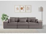 3-Sitzer OTTO HOME "Florid", grau (taupe), B:280cm H:75cm T:100cm, Baumwollmix (60% Baumwolle/40% Leinen);Struktur fein (100% Polyester);Samtoptik (100% Polyester);Samtvelours (100% Polyester);Struktur (100% Polyester);Struktur recycelt (100% recyceltes Polyester), Sofas, 3-Sitzer, 3 Teile, bestehend aus Modulen, viele Bezugsqualitäten, auch in Cord