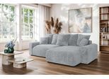 Ecksofa HOME AFFAIRE "LAKESIDE klein mit Bettfunktion und Bettkasten, B/T/H 235/142/84 cm", grau (hellgrau), B:235cm H:84cm T:142cm, 100% Polyester, Sofas, Ecksofa, L-Form, Recamiere beidseitig montierbar, mit Wellenunterfederung