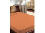 Spannbettlaken PRIMERA "Luxus-Satin", orange, B:150cm L:200cm, Satin, Obermaterial: 100% Baumwolle, Bettlaken, Spannbettlaken, in hochwertiger Qualität
