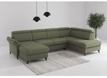Wohnlandschaft SIT & MORE "Glendale, U-Form", olive, B:321cm H:84cm T:193cm, 95% Polyester, 5% Polyamid, Sofas, Wohnlandschaft, inkl. Kopfteilverstellung,wahlweise mit Vorziehsitz und Bettkasten