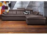 Ecksofa EXXPO - SOFA FASHION "Salerno, Funktionssofa, Breite 280cm, hoher Sitzkomfort, L-Form", braun (schoko), B:280cm H:77cm T:170cm, Microfaser-Primabelle (100% Polyester);NaturLEDER;Kunstleder;Lederfaserstoff;Luxus-Microfaser Lederoptik, Sofas, Ecksofa, inkl. Kopf- und Armteilverstellung, wahlweise mit Bettfunktion