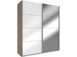 Schwebetürenschrank WIMEX "Easy", braun (struktureichefarben hell, weißglas, spiegel), B:135cm H:210cm T:65cm, Schränke, Schwebetürenschrank, mit Glas und Spiegel