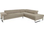 Ecksofa W.SCHILLIG "finn, toller Sitzkomfort, L-Form, hochwertige Verarbeitungsdetails", braun (sesame s22), B:281cm H:71cm T:230cm, Flachgewebe S22 (100% Polyester);Stoff S37 (100% Polyester);Longlife Xtra-Leder Z59: Glattleder mit modischer Prägung. Hautstärke 0, 9 - 1, 1 mm, Sofas, Ecksofa, German Design Award 2016, Fußgestell Chrom glänzend, Breite 281 cm