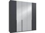 Kleiderschrank WIMEX "Mugano,in 5 Breiten,2 Höhen,2 Tiefen, viele Farben, Made in Germany", grafit, griffe schwarz, B:225cm H:236cm T:58cm, Holzwerkstoff, Schränke, Kleiderschrank, mit langen Griffen aus Metall, mit oder ohne Spiegel