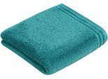 Badetuch VOSSEN "Calypso Feeling", blau (lagoon), B:60cm L:110cm, Walkfrottee, Obermaterial: 100% Baumwolle, Handtücher, Badetuch, mit schmaler Bordüre, aus 100% hochwerter Baumwolle, Vegan, einfarbig