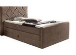 Boxspringbett HOME AFFAIRE "Atlanta", grau (taupe), B:110cm L:221cm, Kunststoff, Massivholz, Stoff, Komplettbetten, Boxspringbett, inklusive Topper und Bettkasten