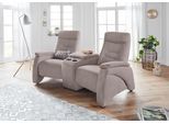 2,5-Sitzer EXXPO - SOFA FASHION "Ascoli, Kinosofa mit hohem Sitzkomfort, bequeme Armlehnen", grau (taupe), B:199cm H:106cm T:99cm, NaturLEDER (echtes Rindsleder) in Sitz und Rücken. Korpus in passendem Kunstleder SOFTLUX bezogen;Velours in Lederoptik (100% Polyester), Sofas, 2 5-Sitzer, inkl. Relaxfunktion, mit Ablage und Staufach, hohe Rückenlehne