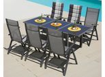 Garten-Essgruppe MERXX "Amalfi", schwarz (anthrazit, braun, diamantfarben), Obermaterial: 100% Polyester, Sitzmöbel-Sets, Garten-Essgruppe, 6 Stühle mit Tisch