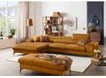 Ecksofa W.SCHILLIG "piedroo, Designsofa mit tollem Sitzkomfort, bequem und elegant, L-Form", gelb (brandy s37), B:343cm H:70cm T:193cm, Stoff S37 (100% Polyester): Luxus-Microfaser in Lederoptik, Sofas, Ecksofa, Kopfteilverstellung, wahlweise mit Sitztiefenverstellung, Breite 343cm