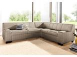 Ecksofa DOMO COLLECTION "Norma Top, elegant und modern, flache Armlehnen, L-Form", beige, B:247cm H:77cm T:212cm, Sofas, Ecksofa, wahlweise mit Bettfunktion