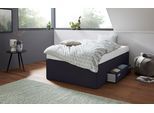 Boxspringbett, schwarz, B:120cm L:200cm, Bezug Bett: Feinstrukturstoff (77% Polyester, 23%Viskose) oder Microfaser (100% Polyester);Bonnellfederkernmatratze: 100%Polyester;Kaltschaummatratze: 100% Polyester, Bezug abnehm- und waschbar bis 60C, WESTFALIA SCHLAFKOMFORT, Komplettbetten, Boxspringbett, mit integrierter Schublade, frei im Raum stellbar