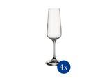 Champagnerglas VILLEROY & BOCH "Champagnergläser Ovid 250 ml 4er Set transparent", bunt (transparent), Glas, Trinkgefäße, Champagnerglas