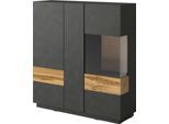 Sideboard OTTO HOME "SILKE", grau (anthrazit matera, votaneichefarben), B:130cm H:139cm T:40cm, Sideboards, Sideboard, Breite 130 cm