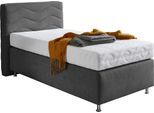 Boxspringbett "Sigma", grau (anthrazit), B:115cm L:210cm, Bezug Bett: Microvelours (100% Polyester) oder Feinstruktur (100% Polyester);Bezug Bonnell-Federkernmatratze: 100% Polyester;Bezug Kaltschaummatratze: 100% Polyester;Bezug Tonnentaschenfederkernmatratze: 80% Baumwolle, 20%Polyester, WESTFALIA SCHLAFKOMFORT, Komplettbetten, Boxspringbett