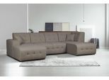 Wohnlandschaft HOME AFFAIRE "Nosia U-Form", grau (taupe), B:297cm H:85cm T:163cm, 100% Polyester, Sofas, Wohnlandschaft, incl. 2 Zierkissen, mit feiner Steppung