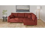 Ecksofa HOME AFFAIRE "CHARRE L-Form mit Ottomane, Maße B/T/H: 231/161/81 cm", rot, B:231cm H:81cm T:161cm, 100% Polyester, Sofas, Ecksofa, feine Steppung, lose Rücken- und Zierkissen, auch in Cord und Bouclé