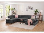 Wohnlandschaft HOME AFFAIRE "Avesa U-Form", grau (anthrazit), B:355cm H:80cm T:216cm, 100% Polyester, Sofas, Wohnlandschaft, Wahlweise mit Armteilverstellung und Bettfunktion, B/T/H: 355/216/80cm