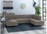 Wohnlandschaft HOME AFFAIRE "Balme, moderne Formensprache, zeitloses Design, U-Form", grau (stone), B:297cm H:75cm T:195cm, 100% Polyester, Sofas, Wohnlandschaft, Inkl. Zierkissen, wahlweise mit Bettfunktion