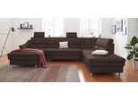 Wohnlandschaft SIT & MORE "Cardoso U-Form", braun (dunkelbraun), B:324cm H:90cm T:90cm, Luxus-Microfaser 1 (100% Polyester);Luxus-Microfaser 2 (100% Polyester);Luxus-Microfaser ALTARA NUBUCK (100% Polyester), Sofas, Wohnlandschaft, mit Federkern und Kopfstützen, mit Bettfunktion und Relaxfunktion