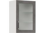 Glashängeschrank IMPULS KÜCHEN "Prag", Breite 50 cm", grau (beton, optik schiefer dunkelgrau), B:50cm H:72,3cm T:34,2cm, Dekorfolie, Glas, Holzwerkstoff, Schränke, Glashängeschrank, mit Glasdrehtür