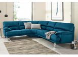 Ecksofa TRENDMANUFAKTUR "Cecilia II, in italienischen Design, bequem, hoher Sitzkomfort, L-Form", blau (petrol), B:280cm H:87cm T:240cm, Microfaser Vintage (100% Polyester);Struktur (100% Polyester);Struktur fein (100% Polyester), Sofas, Ecksofa, extrabreite Armlehnen für noch mehr Sitzkomfort