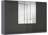Drehtürenschrank OTTO HOME "Kleiderschrank Schrank Garderobe AGORDO mit Dekor- oder Hochglanzfront", grau (graumetallic, hochglanz effektgrau), B:315cm H:229cm T:54cm, Holzwerkstoff, Schränke, Drehtürenschrank, mit Außenschubkästen, in 7 Breiten und 2 Höhen MADE IN GERMANY