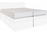 Boxspringbett, weiß, B:195cm L:212cm, Box und Kopfteil: Microvelours (100% Polyester) oder Kunstleder (Polyurethan);Bezug der Obermatratze: 100% Polyester, WESTFALIA SCHLAFKOMFORT, Komplettbetten, Boxspringbett, wahlweise mit Bettkasten