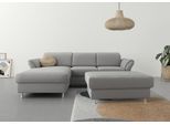 Ecksofa SIT & MORE "Apulia L-Form", grau, B:250cm H:78cm T:185cm, Webstoff (100% Polyester);Struktur weich (90% Polyester, 10% Polyamid);Luxus-Microfaser Euphoria (100% Polyester);Samtoptik (100% Polyester), Sofas, Ecksofa, wahlweise Bettfunktion, Bettkasten und Kopf- und Armteilverstellung