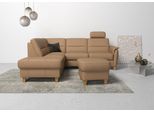 Ecksofa HOME AFFAIRE "Palmera L-Form, B: 236 cm", braun (cappuccino), B:236cm H:89cm T:212cm, Luxus-Microfaser (100% Polyester);Struktur (100% Polyester);Luxus-Microfaser in Lederoptik (100% Polyester), Sofas, Ecksofa, optional Bettfunktion & Bettkasten, Federkern