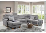 Wohnlandschaft HOME AFFAIRE "Palmera U-Form, B: 308 cm", silber, B:308cm H:89cm T:212cm, 100% Polyester;Struktur (100% Polyester);Luxus-Microfaser in Lederoptik (100% Polyester), Sofas, Wohnlandschaft, optional Bettfunktion & Bettkasten, Federkern