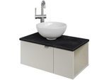 Waschtisch SAPHIR "Serie 6915 Waschschale mit Unterschrank für Gästebad, Gäste WC", beige (kaschmir matt, schiefer, kaschmir matt touch), B:61cm H:39,8cm T:35cm, Waschtische, Waschtisch, 61 cm mit Keramik-Aufsatzbecken, 2 Türen und 1 Fach