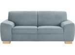 2-Sitzer DOMO COLLECTION "Incanto, kubisch und zeitlos, komfortabel, flache Armlehnen", blau (eisblau), B:200cm H:81cm T:89cm, Sofas, 2-Sitzer