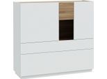 Highboard FORTE "Lewisville", grau (secret grau, valencia eiche), B:119,7cm H:111,2cm T:41cm, Holzwerkstoff, Sideboards, Highboard