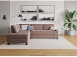 Ecksofa DOMO COLLECTION "Florentina zeitlos und elegant, Sitznähte als Designelement, L-Form", grau (taupe), B:243cm H:84cm T:209cm, Struktur fein (100% Polyester);Luxus-Microfaser (100% Polyester);Luxus-Microfaser in Chenille-Optik (100% Polyester);Microvelour (100% Polyester);Webstoff (100% Polyester), Sofas, Ecksofa, wahlweise mit Bettfunktion, mit Kontrastnaht, Komfortsitzhöhe 47cm