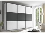 Schwebetürenschrank STAUD "Includo, Made in Germany", weiß (dekor weiß, vulkan), B:280cm H:222cm T:68cm, Holzwerkstoff, Schränke, Schwebetürenschrank, Mit vier verschiedenen Ausstattungsvarianten