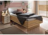 Bett WIEMANN "Kiruna, Bettgestell, Bettrahmen, Eiche Nachbildung, Polsterkopfteil", braun (eiche teilmassiv), B:109cm L:216cm, Betten, Bett, Polsterkopfteil aus Kunstleder, verschiedene Größen, in Komforthöhe