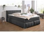 Boxspringbett HOME AFFAIRE "Chelles", grau (schiefer), B:147cm L:225cm, Samtoptik (100% Polyester);Bezug der Spiegelfläche Matratzendrell aus 100% Polyester;Struktur fein 100% Polyester), Komplettbetten, Boxspringbett, inkl. Kaltschaumtopper, in 5 Breiten und 3 Matratzenarten