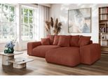 Ecksofa HOME AFFAIRE "LAKESIDE mit Bettfunktion und Bettkasten, B/T/H 257/166/84 cm", rot (ziegelrot), B:256,5cm H:84cm T:166cm, 100% Polyester, Sofas, Ecksofa, L-Form, Recamiere beidseitig montierbar, mit Wellenunterfederung