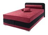 Boxspringbett MAINTAL "Lago", rot (bordeauxrot, schwarz), B:167cm L:210cm, Bezug Kopteil und seitliche Unterbox wahlweise Microvelours aus 100% Polyester oder Kunstleder;DIe Obermatratze ist bei beiden Bezugsqualitäten mit Microfaser (100% Polyester) bezogen, Unterseite 100% Baumwolle;Das Kopfteil ist bei Microvelours an den Ecken abgerundet, bei Kunstleder gerade;Bezug der Oberseite aus strapazie