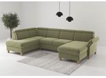 Wohnlandschaft HOME AFFAIRE "Glendale, U-Form", hellgrün, B:321cm H:84cm T:193cm, 100% Polyester, Sofas, Wohnlandschaft, inkl. Kopfteilverstellung, wahlweise mit Vorziehsitz und Bettkasten