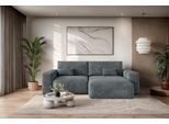 Ecksofa OTTO HOME "MATTS Schlafsofa mit Bettkasten, Maße B/T/H: 265/159/89 cm", grau (dunkelgrau), B:265cm H:89cm T:159cm, 100% Polyester, Sofas, Ecksofa, L-Form mit Recamiere rechts oder links, hoher Sitzkomfort