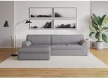 Ecksofa DOMO COLLECTION "Topper, elegant und zeitlos, kompaktes Stellmaß 245/155cm, L-Form", grau (weiß, grau), B:245cm T:155cm, Sofas, Ecksofa, mit Recamiere, wahlweise mit Schlaffunktion