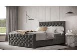 Boxspringbett FORTE "Lanciano Max inkl. zwei Bettkästen und Kaltschaum Topper", grau (anthrazit), B:186cm L:225cm, Komplettbetten, Boxspringbett, und einer 7-Zonen-Tonnentaschenfederkernmatratze H2/H3